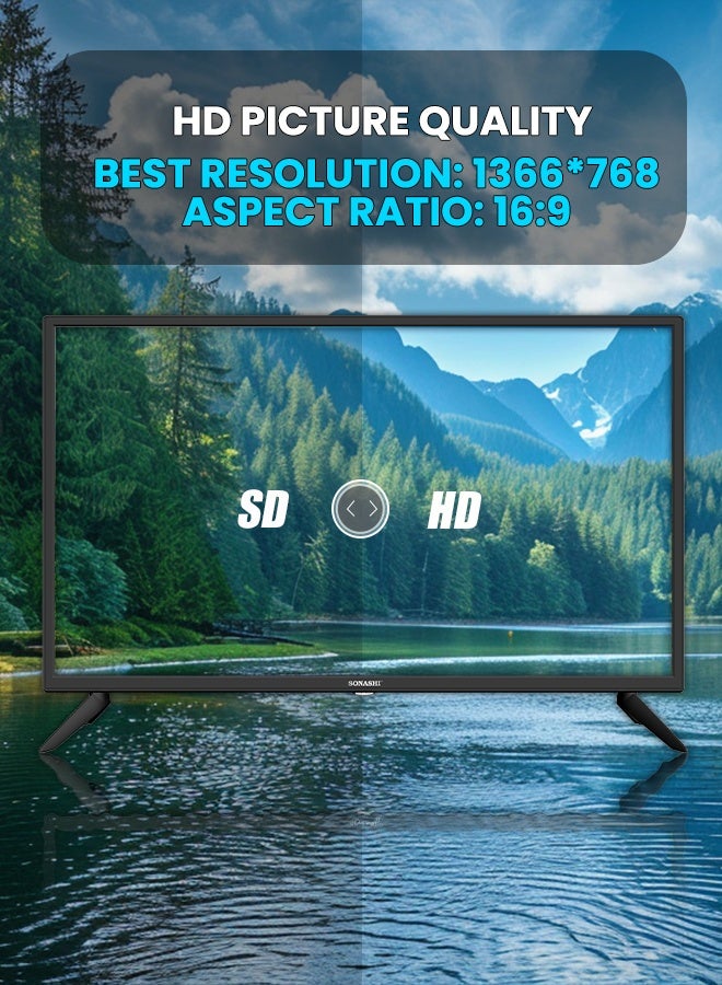 SONASHI 32 Inch HD Smart LED TV – Frameless Design with Remote Control | Wide Viewing Angle 176°/176° that Delivers Bright & Clear Images | 2 USB and 3 HDMI Ports with WIFI and Multi-Language Support SLED-3200SHD - Image 3