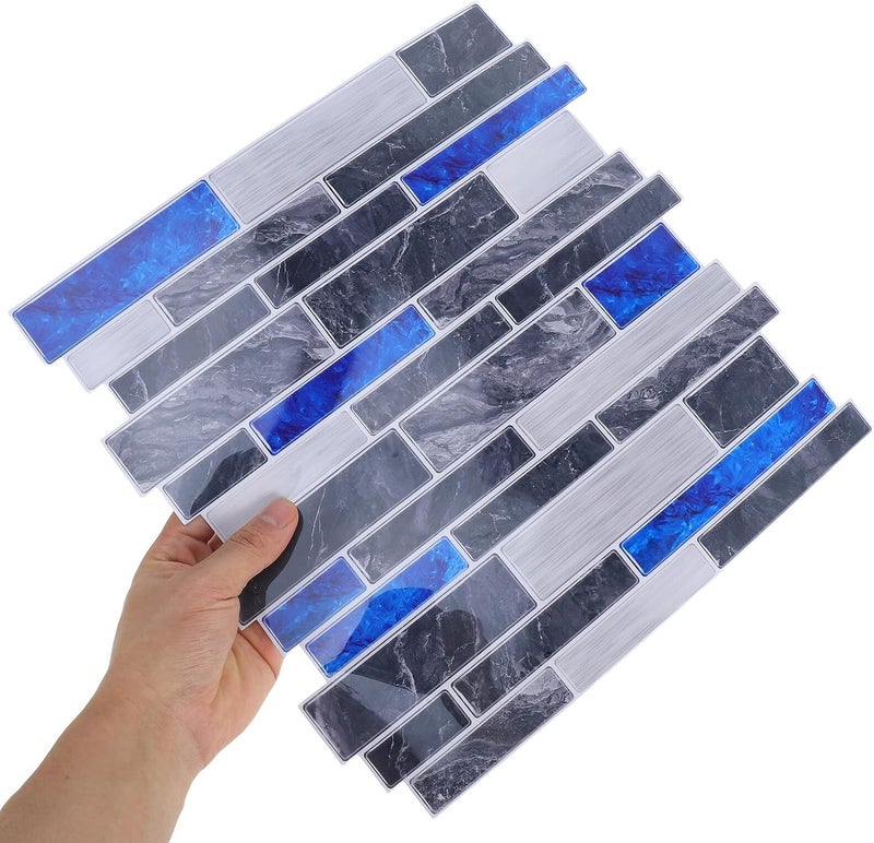 HOMSFOU 10pcs Waterproof Marble Faux PVC Tile Wall Stickers Self-Adhesive Kitchen and Bathroom Wall Decals Oil-Resistant Peel and Stick for Room Decoration - Image 4