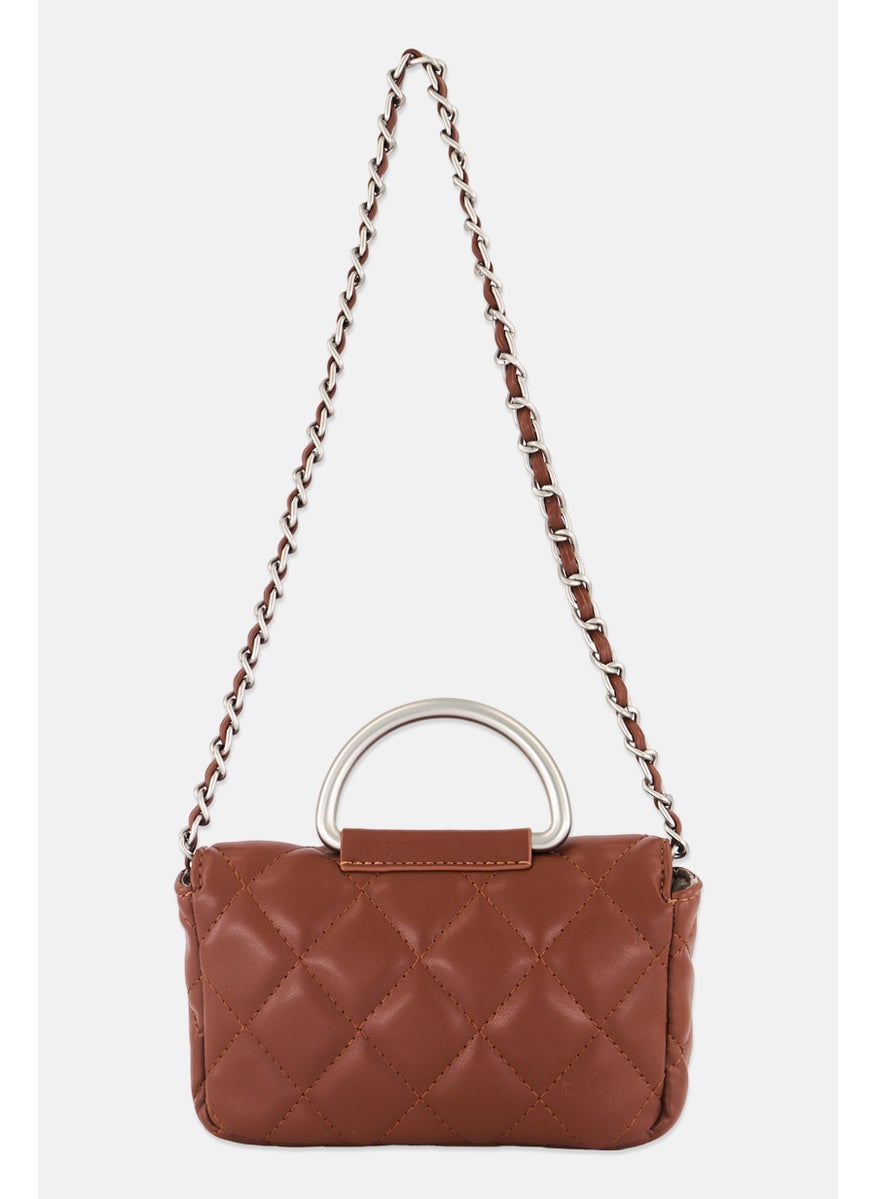 French Connection Women Quilted Crossbody Bag 11 H x 19 L x 5 W cm, Dark Brown  - Image 2