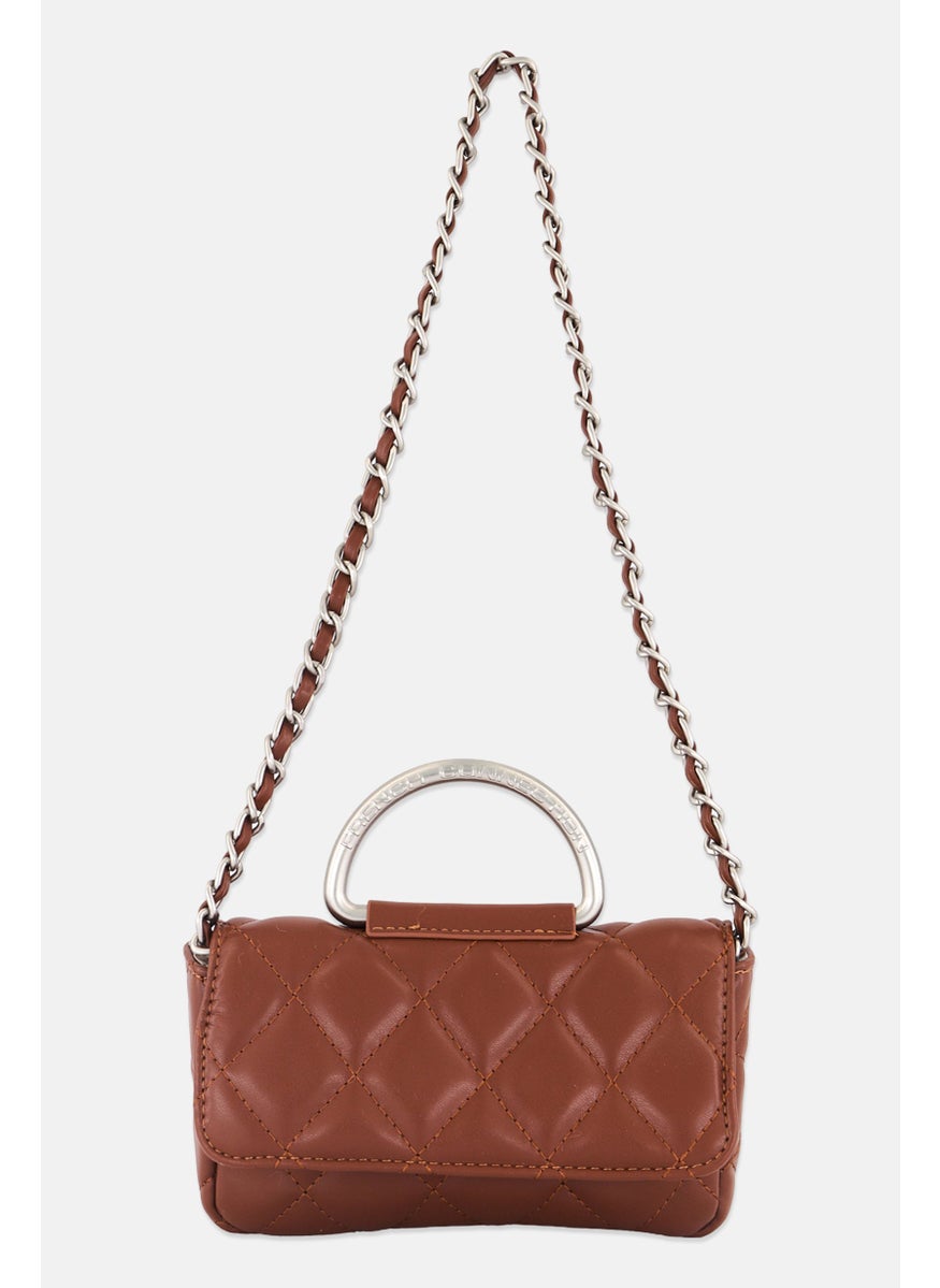 French Connection Women Quilted Crossbody Bag 11 H x 19 L x 5 W cm, Dark Brown  - Image 1