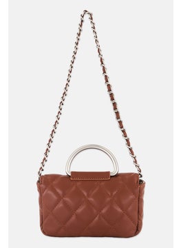 French Connection Women Quilted Crossbody Bag 11 H x 19 L x 5 W cm, Dark Brown  - Image 2