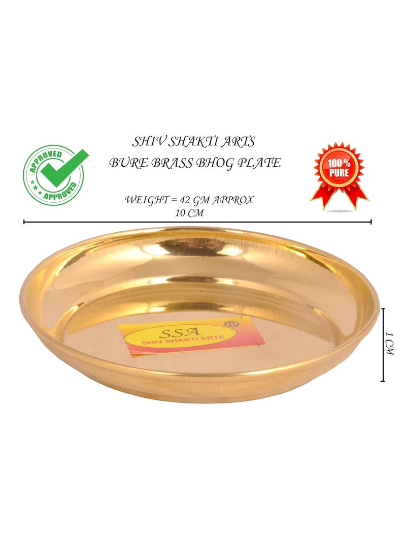 SHIV SHAKTI ARTS Shiv Shakti Arts® Pure Brass Plate Small Pooja Bhog Plate for Gifting Diwali Special (4 Piece)  - Image 2