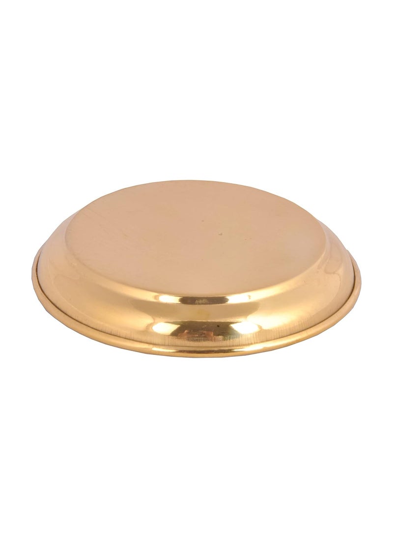 SHIV SHAKTI ARTS Shiv Shakti Arts® Pure Brass Plate Small Pooja Bhog Plate for Gifting Diwali Special (4 Piece)  - Image 3