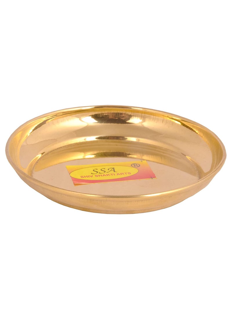 SHIV SHAKTI ARTS Shiv Shakti Arts® Pure Brass Plate Small Pooja Bhog Plate for Gifting Diwali Special (4 Piece)  - Image 4