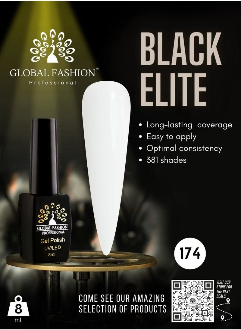 GLOBAL FASHION Global Fashion Black Elite Gel Polish | 132 Colors of Long-Lasting Elegance - 8ml | 174  - Image 2