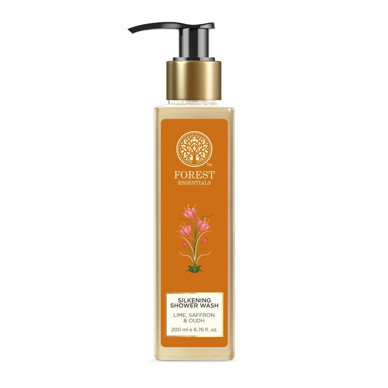 Forest Essentials غسول الاستحمام الناعم من فورست إيسينشالز بالليمون والزعفران والعود | غسول طبيعي بالأيورفيدا للبشرة الناعمة والملساء | خالي من البارابين وخالي من الكبريتات - Image 1