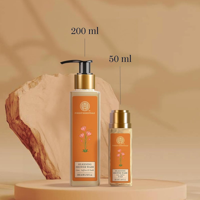 Forest Essentials غسول الاستحمام الناعم من فورست إيسينشالز بالليمون والزعفران والعود | غسول طبيعي بالأيورفيدا للبشرة الناعمة والملساء | خالي من البارابين وخالي من الكبريتات - Image 5