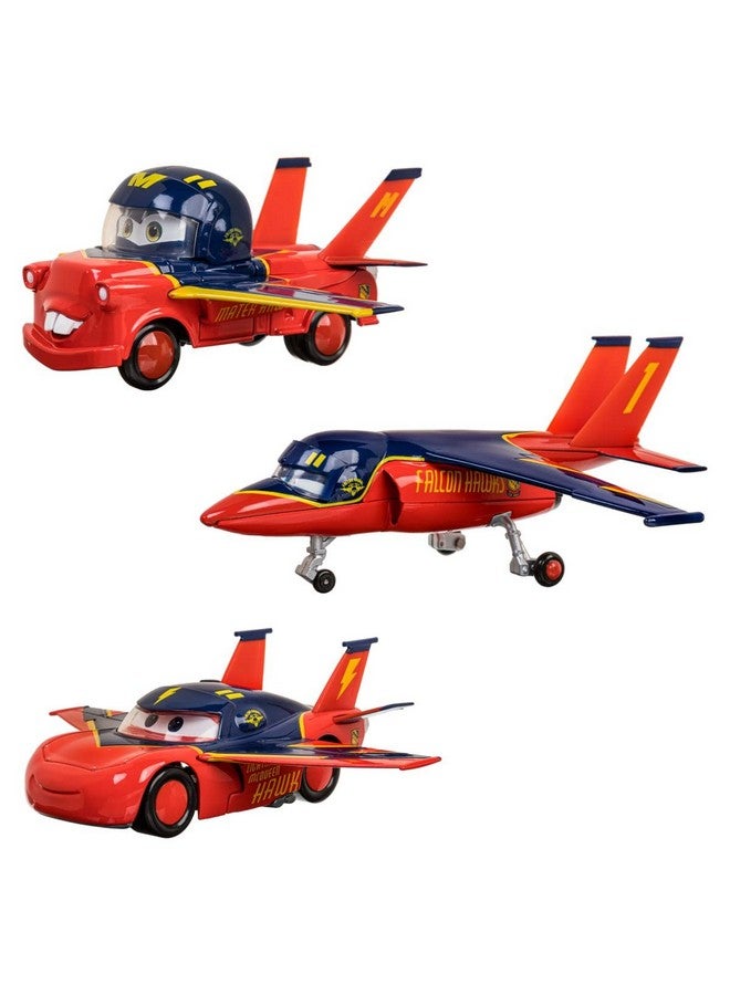 Disney store مجموعة ديسني ستور الرسمية من سيارات ميتور المصنوعة من المعدن - ميتور هوك، فالكون هوك و لايتنينغ مككوين - ألعاب بيكسار للسيارات بأجنحة للعب الخيالي - مجموعة سيارات ديسني - Image 1