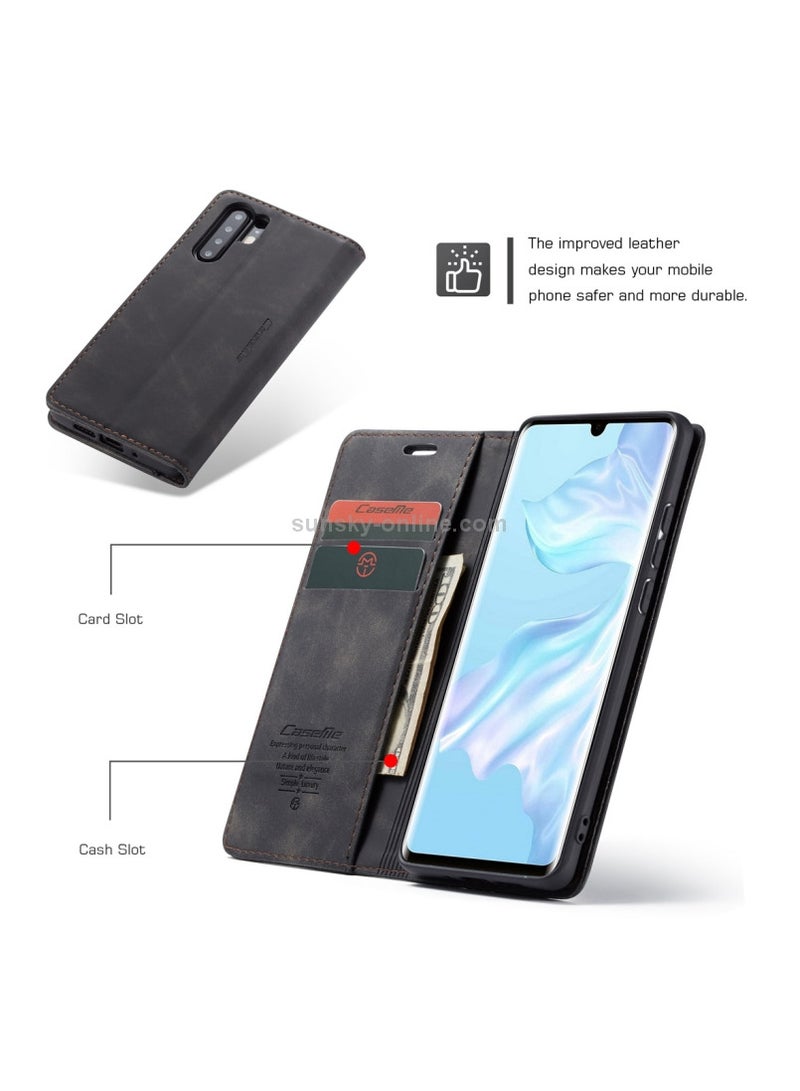 CaseMe Huawei P30 Pro Case Wallet, for Huawei P30 Pro Wallet Case Book Folding Flip Folio Case with Magnetic Kickstand Card Slots Protective Cover - Black - Image 4