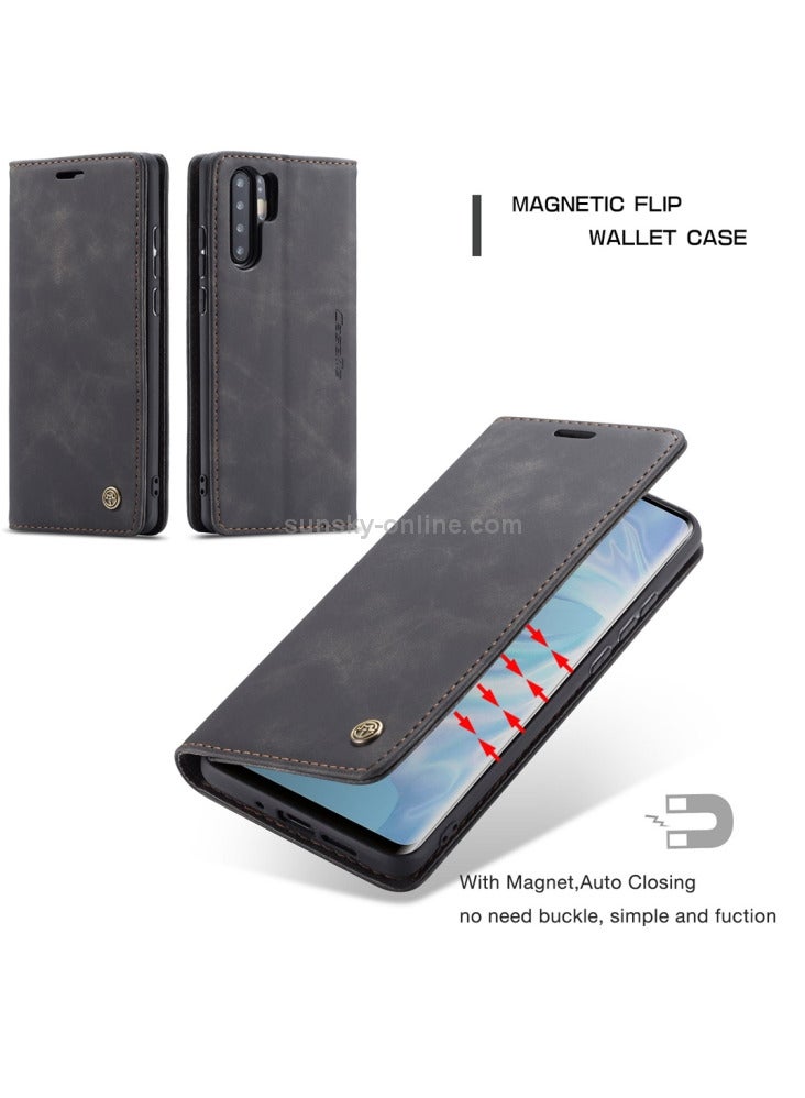 CaseMe Huawei P30 Pro Case Wallet, for Huawei P30 Pro Wallet Case Book Folding Flip Folio Case with Magnetic Kickstand Card Slots Protective Cover - Black - Image 5