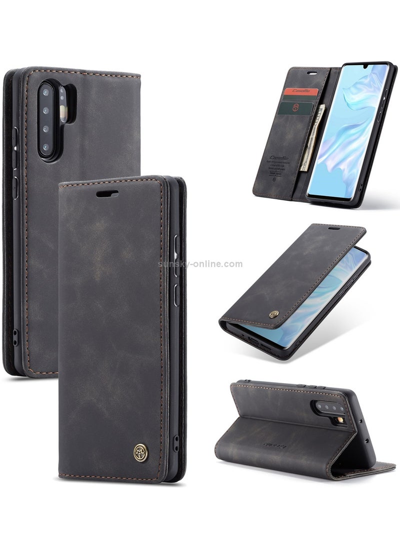 CaseMe Huawei P30 Pro Case Wallet, for Huawei P30 Pro Wallet Case Book Folding Flip Folio Case with Magnetic Kickstand Card Slots Protective Cover - Black - Image 1
