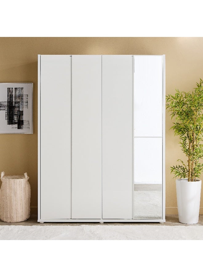 Home Box 4-Door Wardrobe with Mirror in White - Image 2