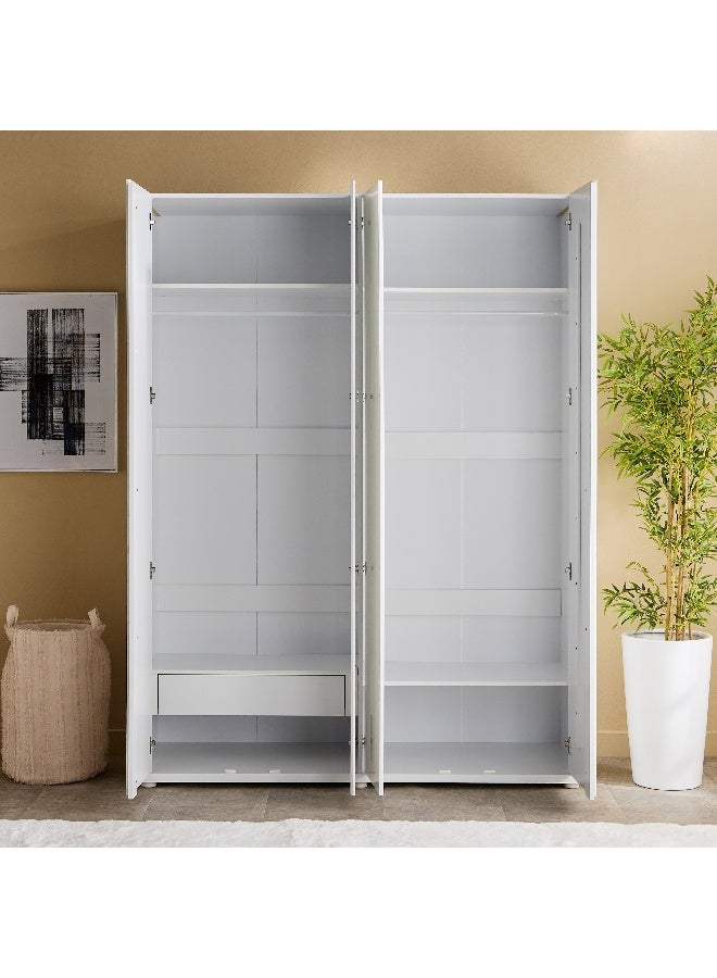 Home Box 4-Door Wardrobe with Mirror in White - Image 4