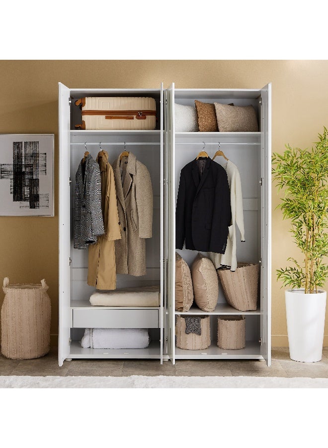 Home Box 4-Door Wardrobe with Mirror in White - Image 3