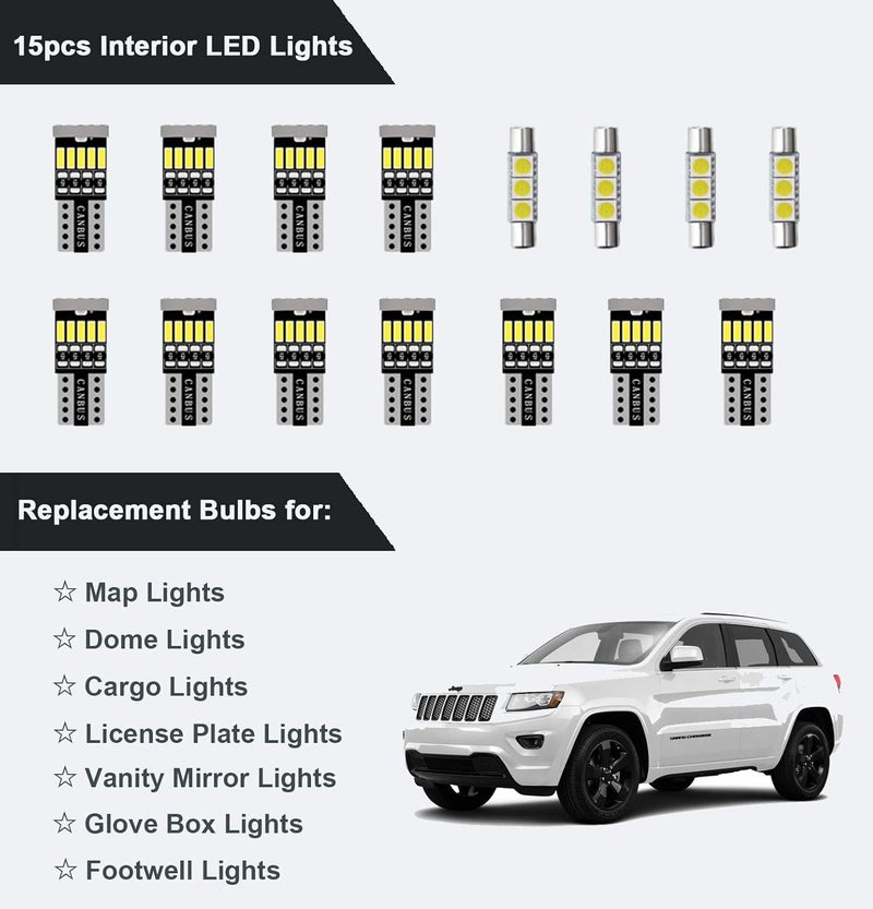 AWALITED طقم أضواء LED داخلي AWALITED 15 قطعة لجيب جراند شيروكي (2011-2020) - Image 3