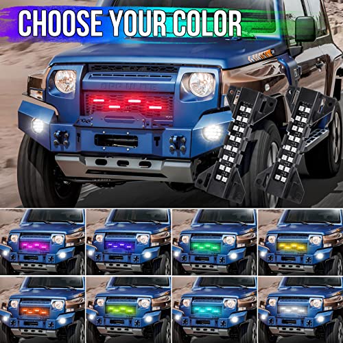 OPP ULITE LED Grille Lights for Trucks - RGB Color - 4 Pods Front Grill Light - Smartphone APP Control/Music/Timing/Flashing Strobe Modes for Ram F150 F250 F350 F450 F550 Tacoma Truck - Image 4