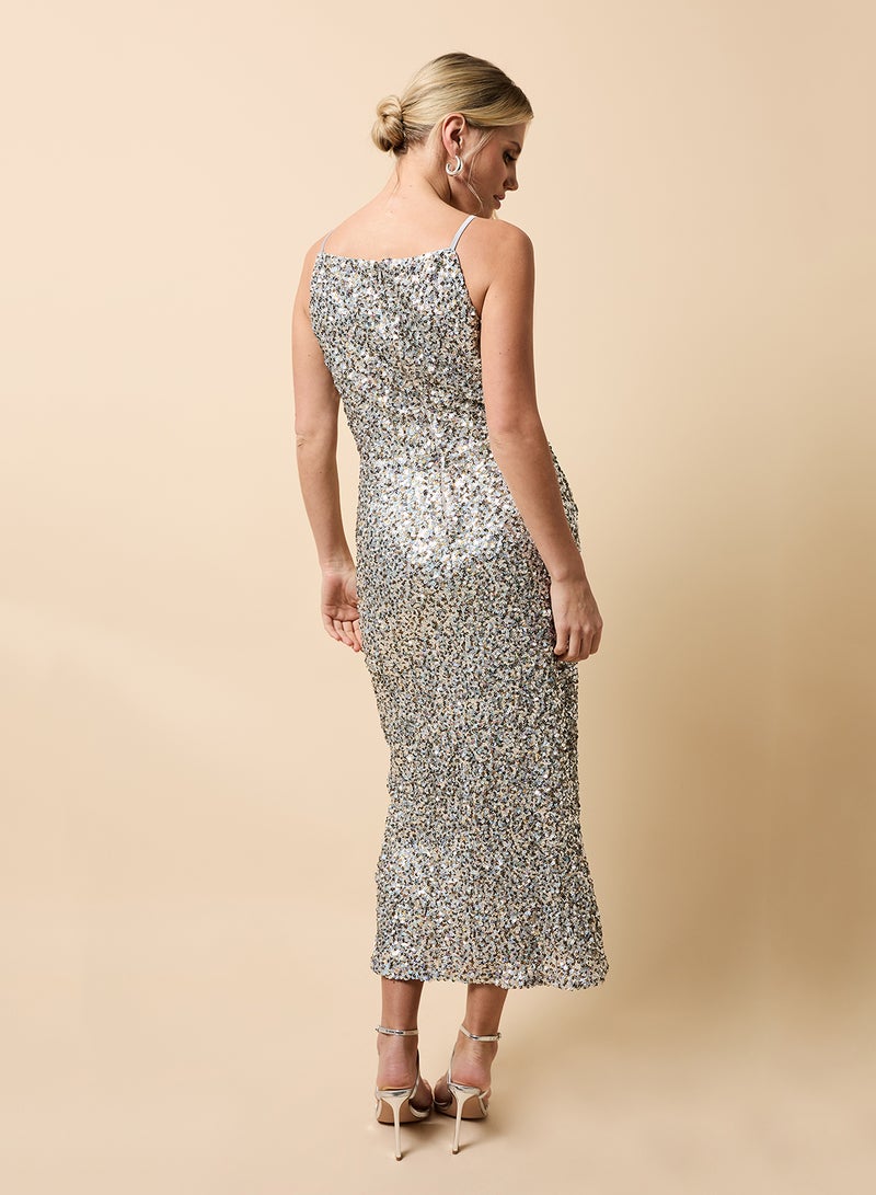 Little Mistress Sequin Detail Strappy Maxi Dress - Image 2