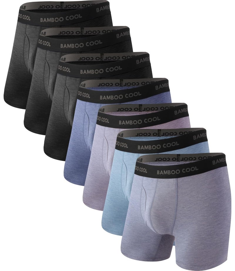BAMBOO COOL Men's Ultra Breathable Underwear,No Riding Up Boxer Briefs with ComfortFlexible Waistband,Multipack - Image 1