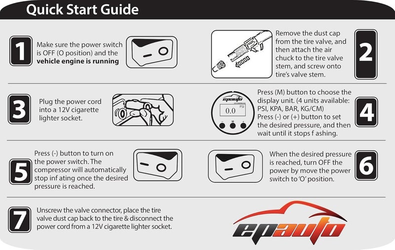 EPAuto 12V DC Portable Air Compressor Pump, Digital Tire Inflator - Image 5