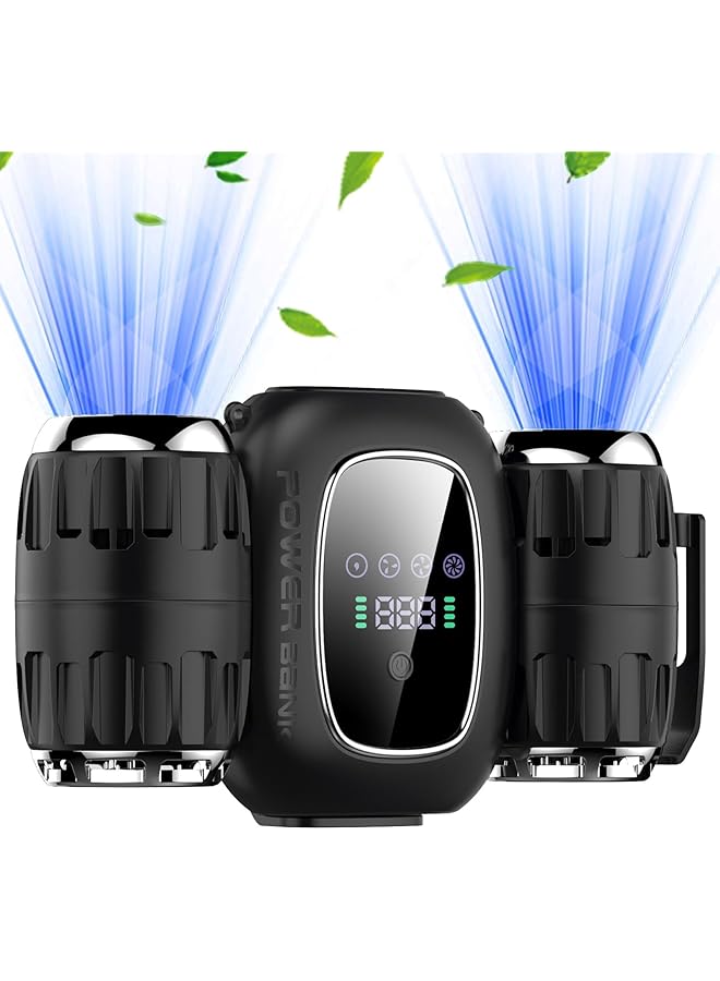 إيروريكس مروحة الخصر 3 في 1 مروحة خصر محمولة بمشبك للرقبة 4 أقسام سرعة تدفق هواء قوي 10000 مللي أمبير في الساعة مروحة تعمل بالبطارية قابلة لإعادة الشحن مروحة حزام يمكن ارتداؤها للبناء في الهواء الطلق والسفر والصيد - Image 1