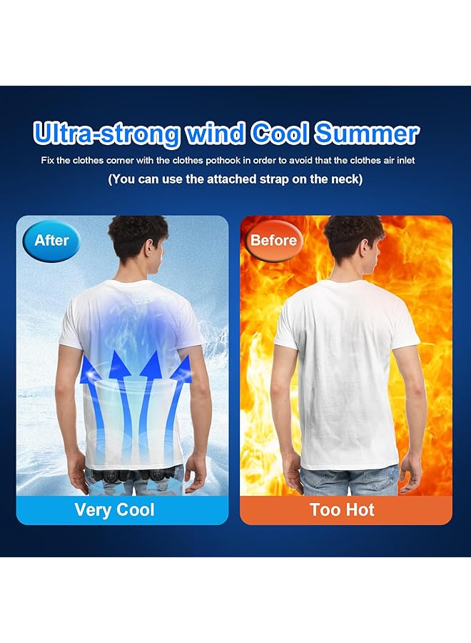 إيروريكس مروحة الخصر 3 في 1 مروحة خصر محمولة بمشبك للرقبة 4 أقسام سرعة تدفق هواء قوي 10000 مللي أمبير في الساعة مروحة تعمل بالبطارية قابلة لإعادة الشحن مروحة حزام يمكن ارتداؤها للبناء في الهواء الطلق والسفر والصيد - Image 4