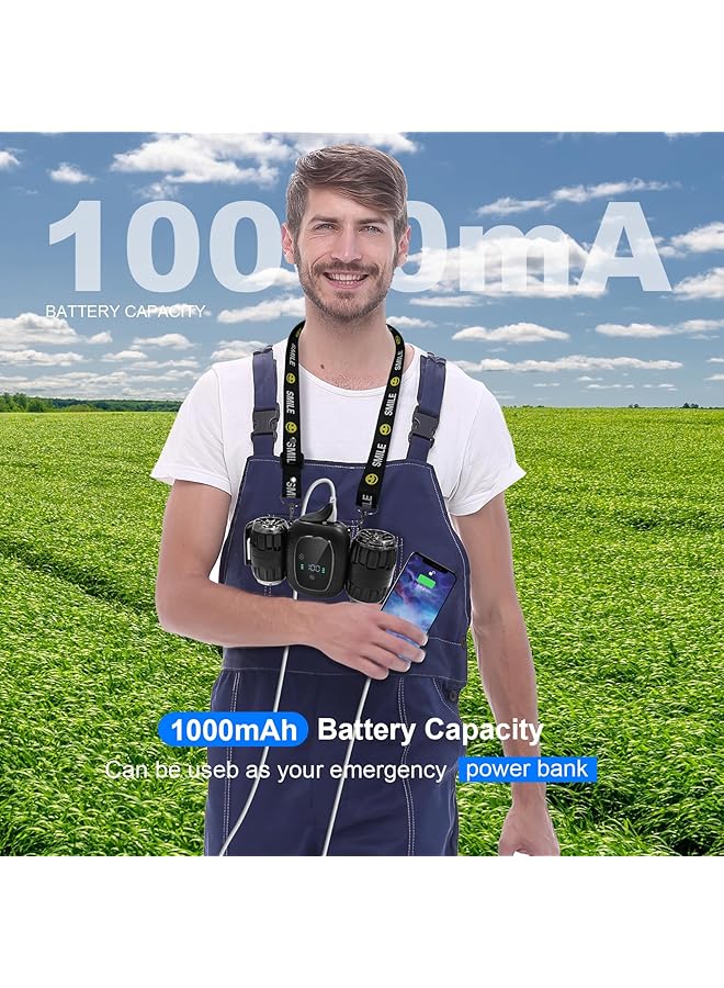 إيروريكس مروحة الخصر 3 في 1 مروحة خصر محمولة بمشبك للرقبة 4 أقسام سرعة تدفق هواء قوي 10000 مللي أمبير في الساعة مروحة تعمل بالبطارية قابلة لإعادة الشحن مروحة حزام يمكن ارتداؤها للبناء في الهواء الطلق والسفر والصيد - Image 5