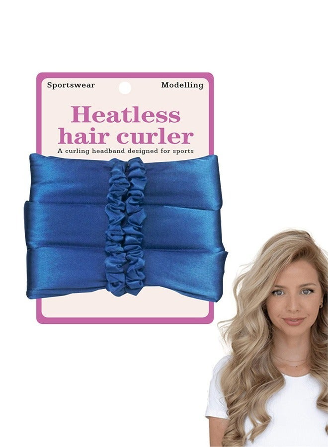 Generic Satin No Heat Curling Headband, Foam Sponge Curling Headband, Sleep Headband to Get Natural Waves (Dark Blue) - Image 1