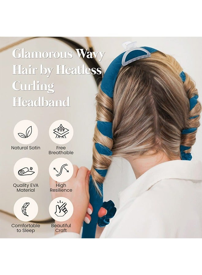 Generic Satin No Heat Curling Headband, Foam Sponge Curling Headband, Sleep Headband to Get Natural Waves (Dark Blue) - Image 5