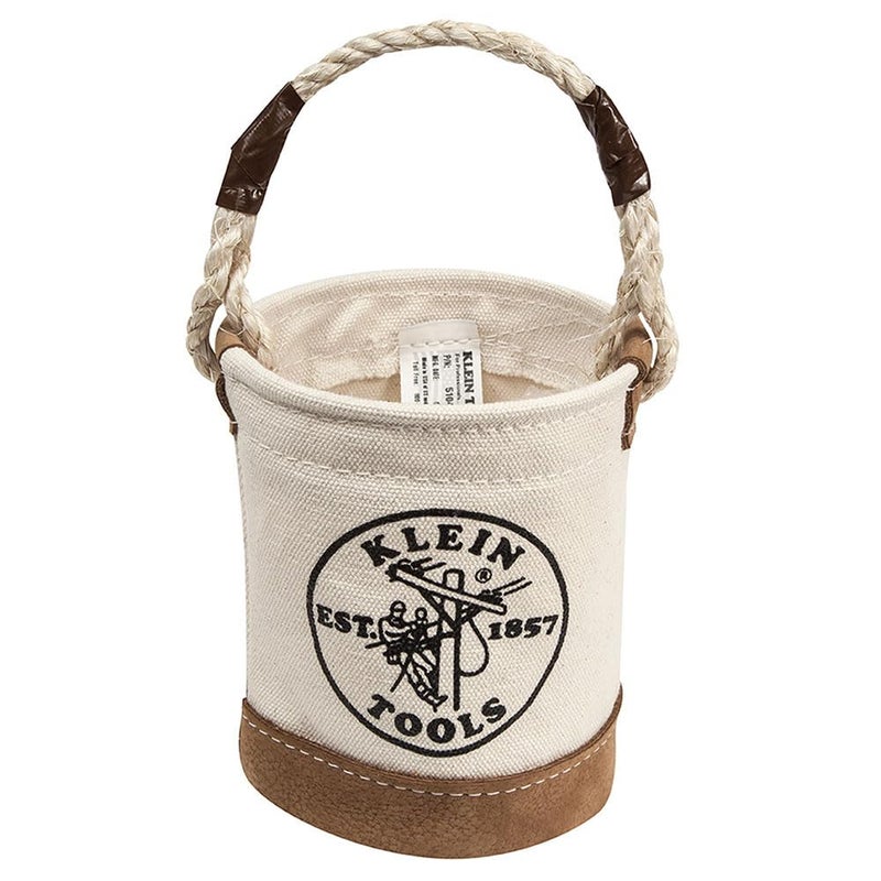 Klein Tools Klein Tools 5104MINI Mini Tool Bucket, All-Purpose Tool Bucket with Leather-Bottom, Nuts and Bolt Bag with Reinforced Rope Handle, Small Utility Pouch  - Image 1