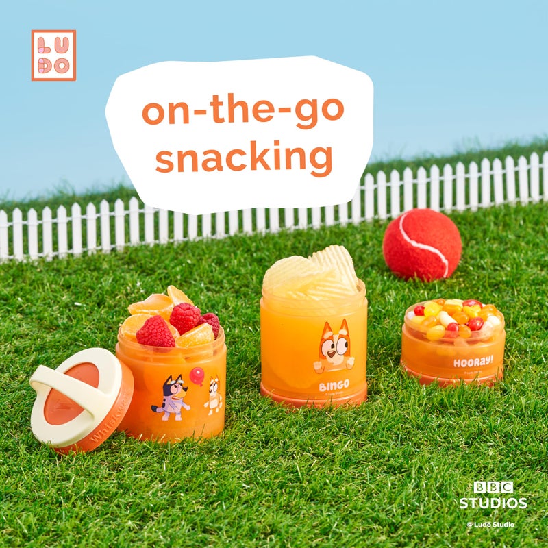 Whiskware Bluey Stackable Snack Containers for Kids and Toddlers, 3 Stackable Snack Cups for School and Travel, Bluey and Bingo, Hooray(Pack of 1) - Image 5