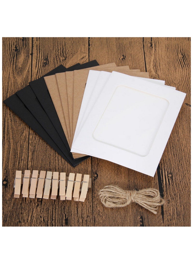 Paper Photo Frame Set With Wooden Clip And rope  - Image 1