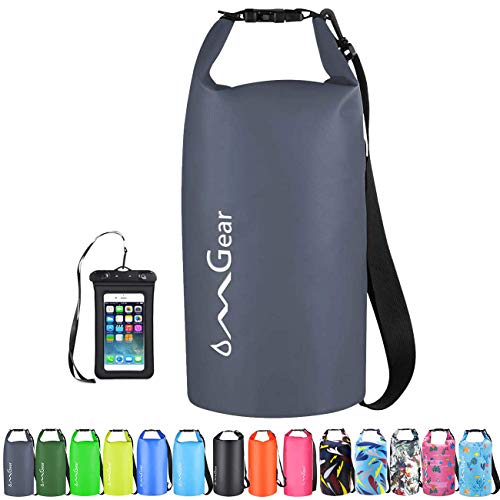 OMGear Waterproof Dry Bag Backpack Waterproof Phone Pouch 40L30L20L10L5L Floating Dry Sack for Kayaking Boating Sailing Canoeing Rafting Hiking Camping Outdoors ActivitiesGrey5L - Image 1