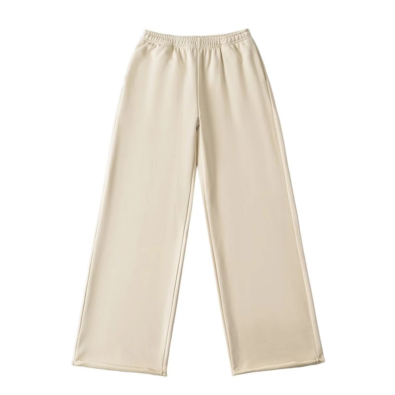 American Solid Color Sports Pants Womens 2024 New Loose Lazy Dummy Straight Casual Wide-leg Pants Apricot 