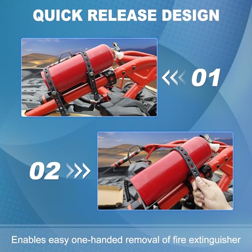 SKYJDM UTV Fire Extinguisher Mount with Reinforced Quick Release Silicone Straps for 1.75" to 2" Roll Bar, UTV Fire Extinguisher Holder with Anti-Slip Holder Base Plate Compatible with Polaris Can Am - Image 5