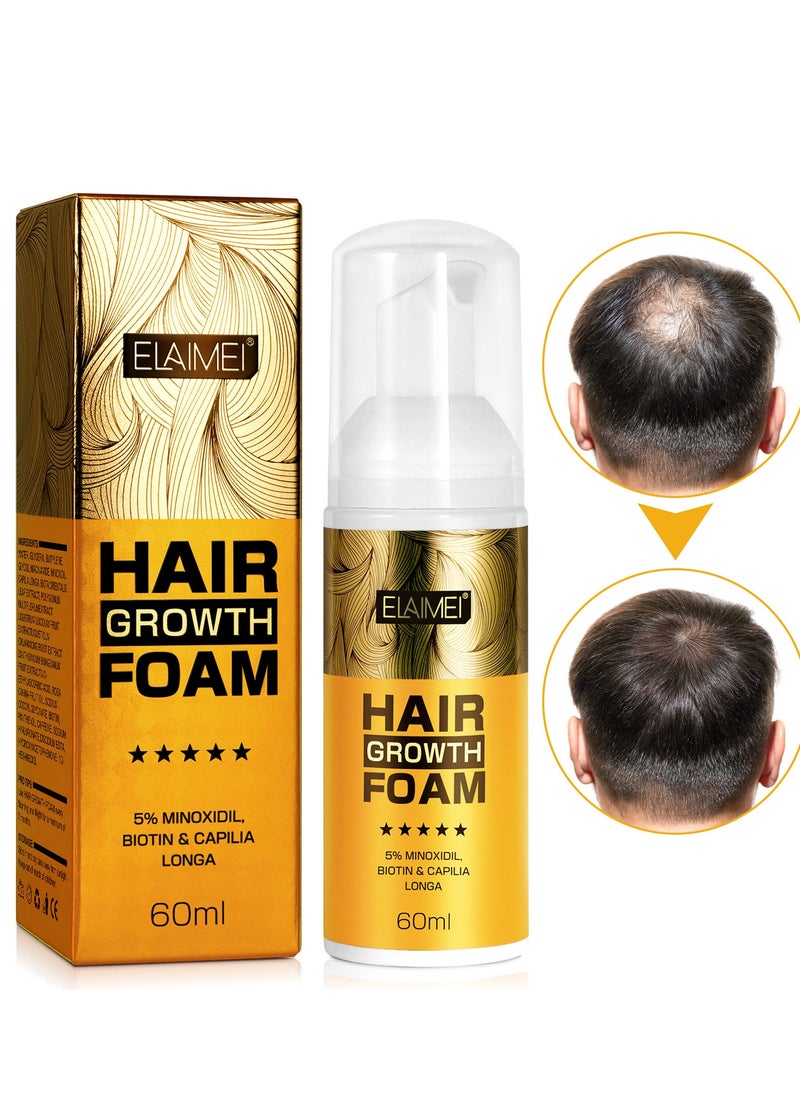 Elaimei - Hair Growth Foam for Women Men, With Minoxidil Biotin& Capilia Longa, Hair Regrowth Treatment for Stronger, For Natural Hair Regrowth & Thickening, Thicker Longer Hair That Stop Hair Thinning 60ml - Image 1