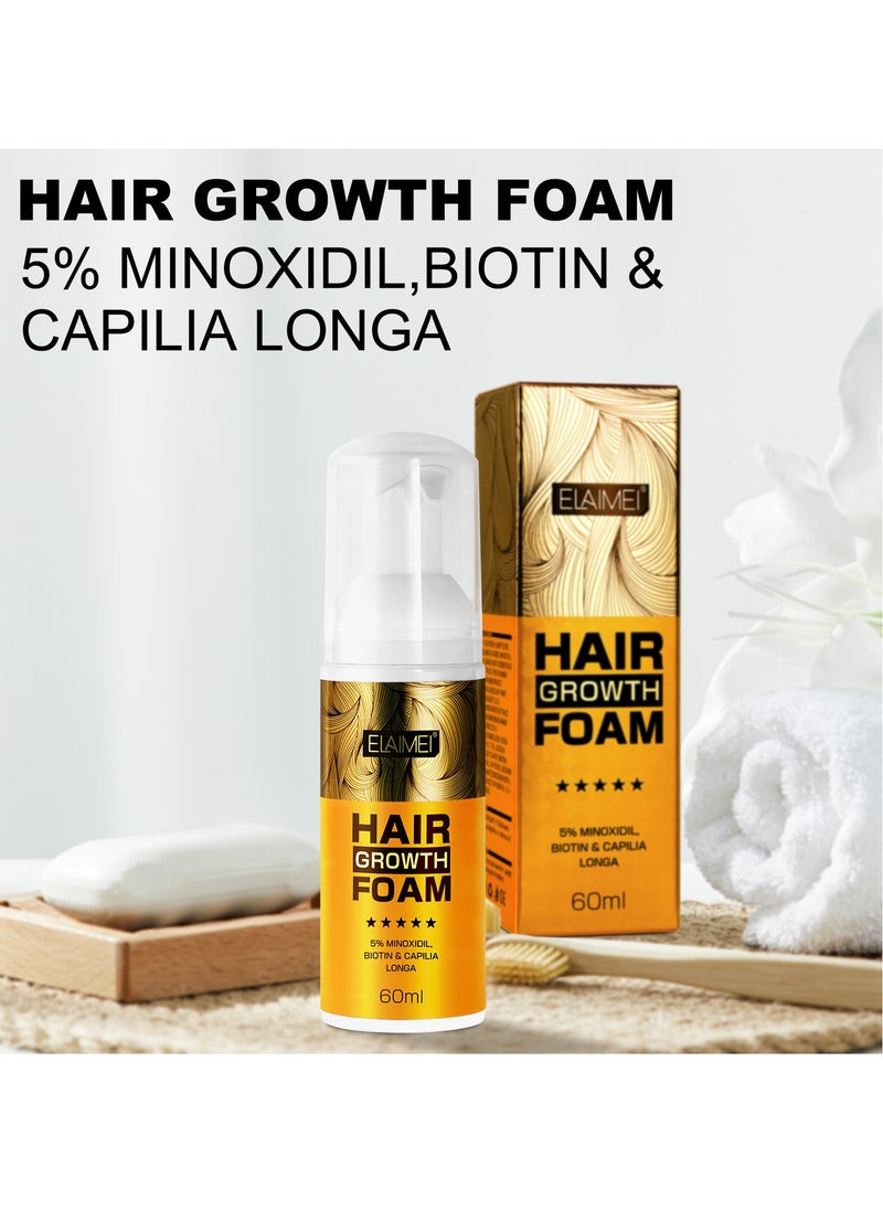 Elaimei - Hair Growth Foam for Women Men, With Minoxidil Biotin& Capilia Longa, Hair Regrowth Treatment for Stronger, For Natural Hair Regrowth & Thickening, Thicker Longer Hair That Stop Hair Thinning 60ml - Image 1
