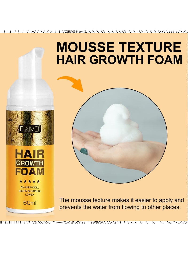 Elaimei - Hair Growth Foam for Women Men, With Minoxidil Biotin& Capilia Longa, Hair Regrowth Treatment for Stronger, For Natural Hair Regrowth & Thickening, Thicker Longer Hair That Stop Hair Thinning 60ml - Image 1