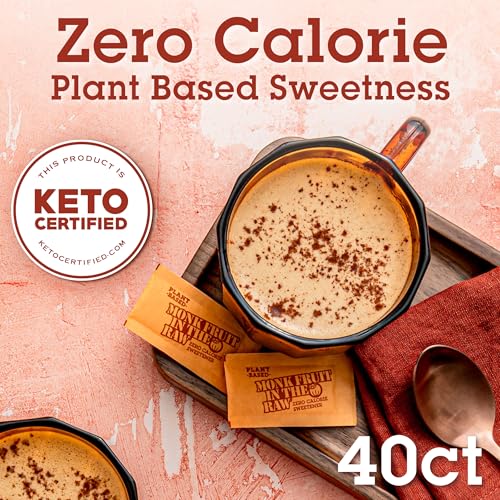 IN THE RAW MONK FRUIT IN THE RAW, Natural Monk Fruit Sweetener w/ Erythritol, Sugar-Free, Keto, Gluten Free, Zero Calorie, Low Carb, Vegan Sugar Substitute, 40 Count Packets (Pack of 1) - Image 2