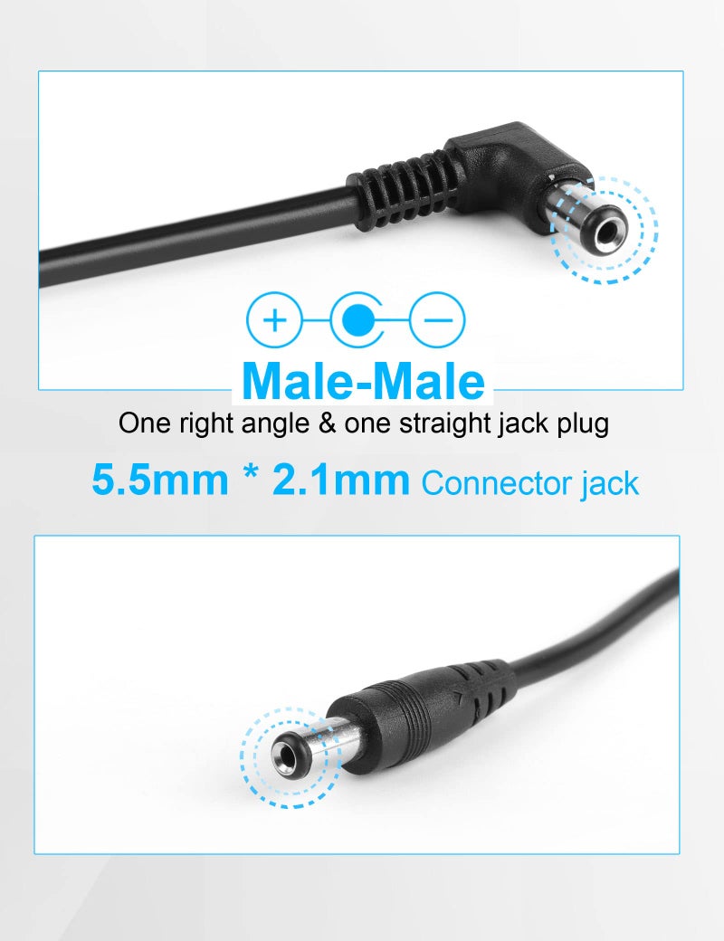 Mr.Power سلك طاقة دواسة تأثير الجيتار من مستر باور 5.5 × 2.1 مم، موصل ذكر إلى ذكر 24AWG (24 بوصة، 8 قطع) - Image 2