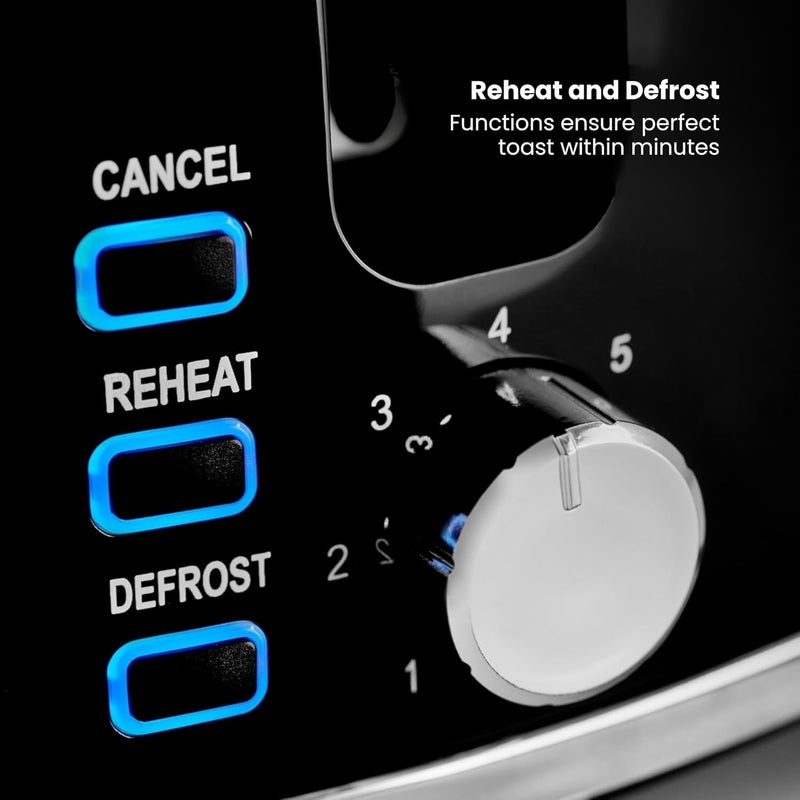 Tower محماصة ويندسور 2 شريحة مع فتحات ذاتية التمركز، 7 مستويات تحمير، 800 واط تسخين سريع، إعادة تسخين وتجمد، إيقاف تلقائي، صينية فتات قابلة للإزالة، تصميم بريطاني، ضمان لمدة 2 سنة - Image 5