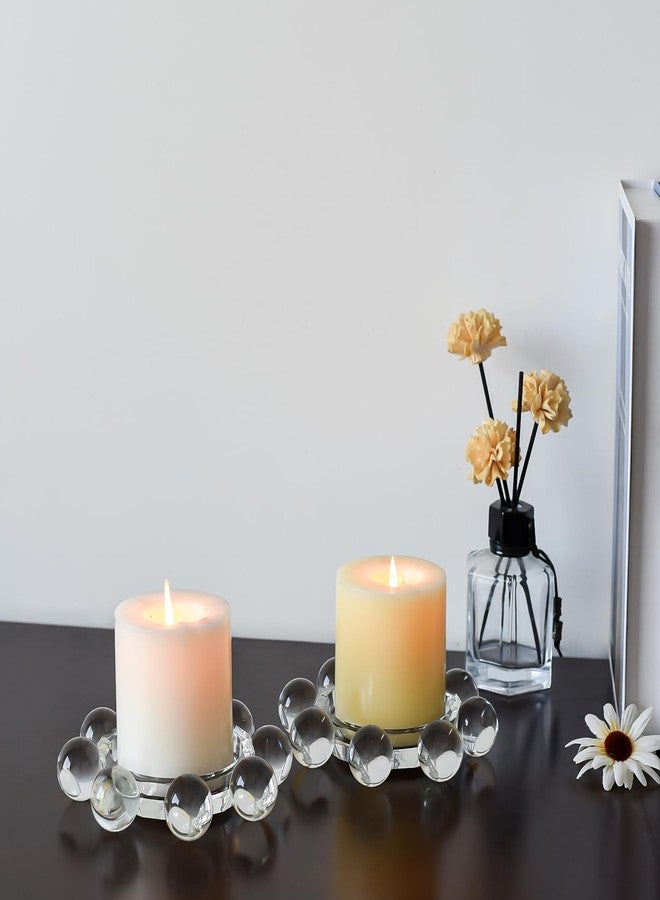 Kitcom Crystal Candle Holders Pack of 2 Pillar Candlestick Decorations for Home Party Dinner Christmas, Suitable for Large Cylindrical Candles, Clear - Image 3