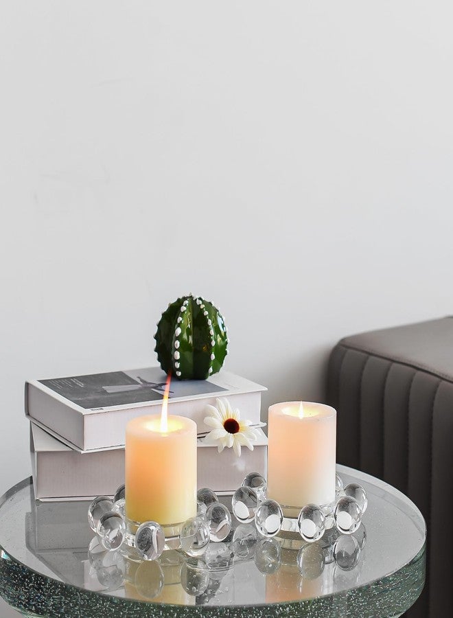 Kitcom Crystal Candle Holders Pack of 2 Pillar Candlestick Decorations for Home Party Dinner Christmas, Suitable for Large Cylindrical Candles, Clear - Image 5