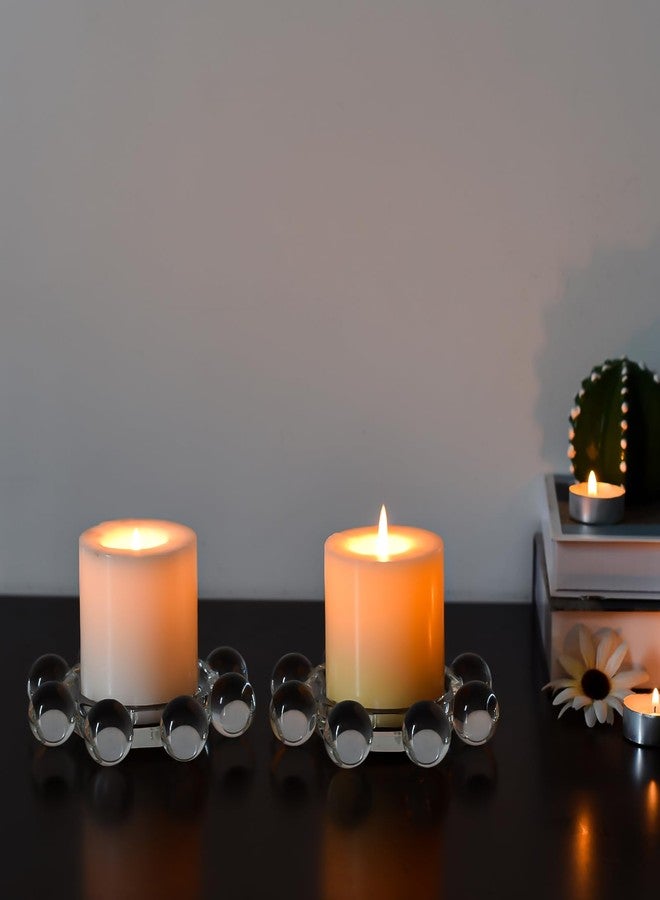Kitcom Crystal Candle Holders Pack of 2 Pillar Candlestick Decorations for Home Party Dinner Christmas, Suitable for Large Cylindrical Candles, Clear - Image 4