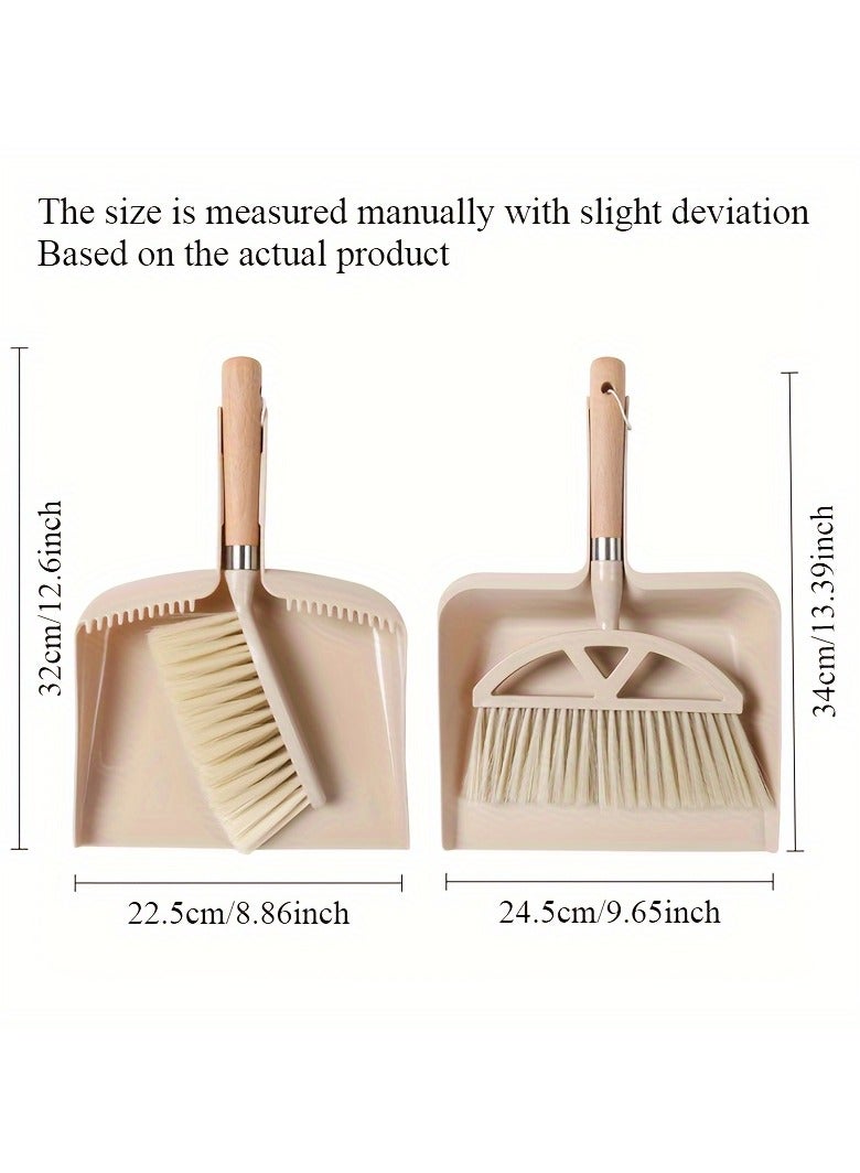 Beauenty Compact Wooden Handle Broom and Dustpan Set with Natural Bristles - Perfect for Sofa, Table, and Small Spaces Cleaning, Small Broom And Dustpan Set - Image 5
