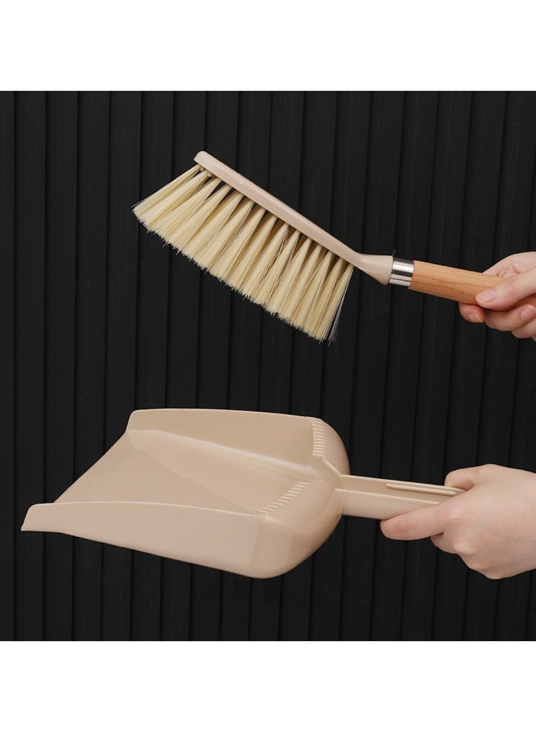 Beauenty Compact Wooden Handle Broom and Dustpan Set with Natural Bristles - Perfect for Sofa, Table, and Small Spaces Cleaning, Small Broom And Dustpan Set - Image 4