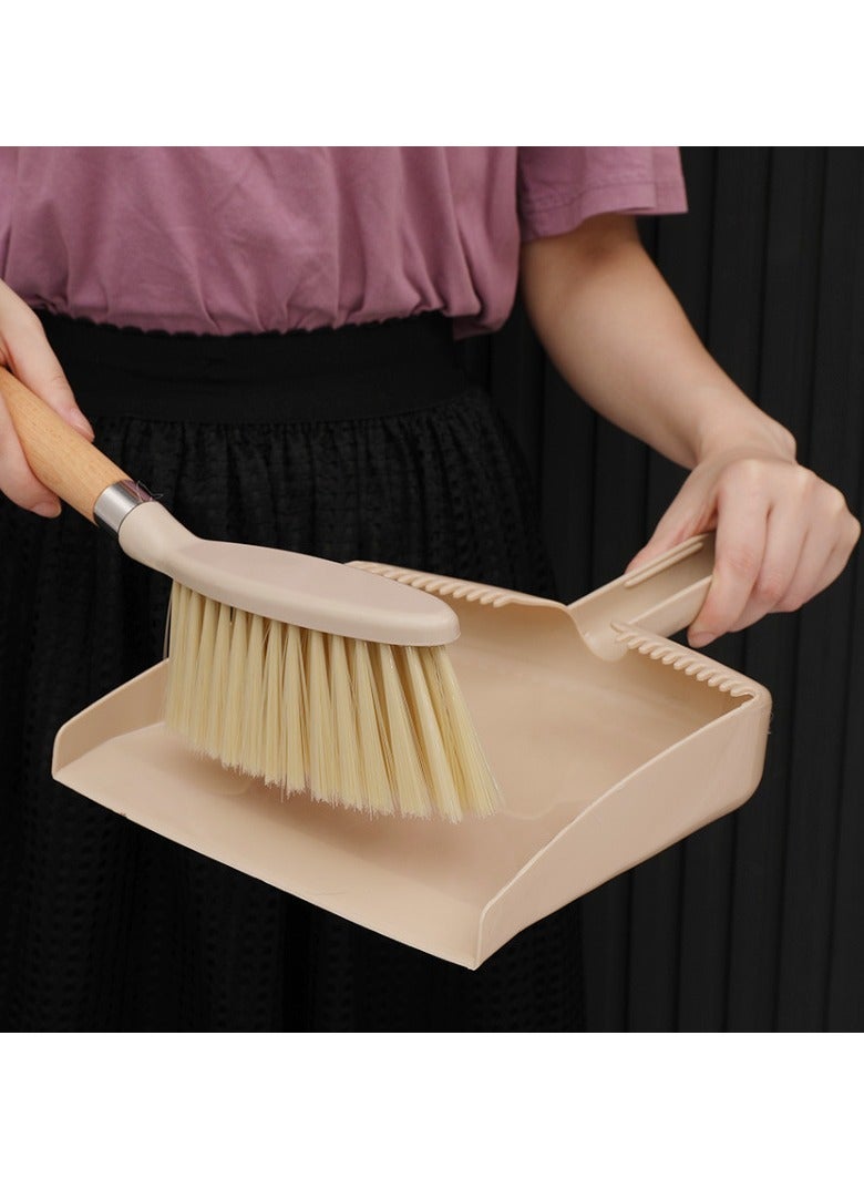Beauenty Compact Wooden Handle Broom and Dustpan Set with Natural Bristles - Perfect for Sofa, Table, and Small Spaces Cleaning, Small Broom And Dustpan Set - Image 3