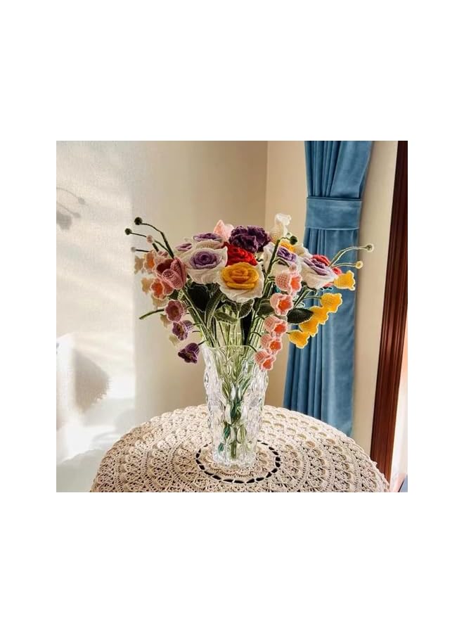 The Bros مزهرية زجاجية حديثة شفافة لتزيين الزهور، قوية وطويلة لمركز المنزل (شفافة) - Image 4