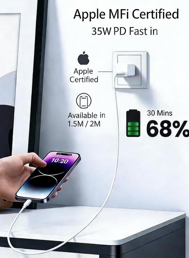 ViaKing Apple MFi USB-C to Lightning Fast Charging Cable PD 35W  Compatible with iPhone 8–14 - Image 3