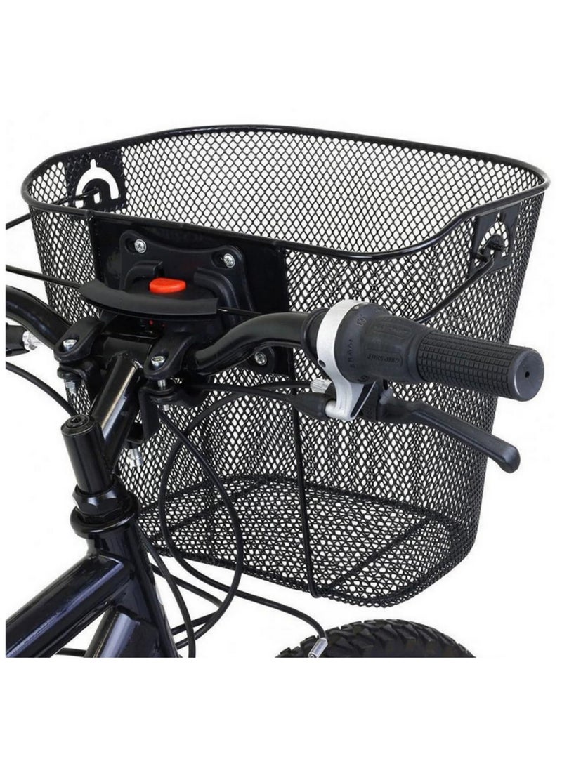 Generic Quick Release Metal Mesh Bike Basket with Quick Release Bracket Bike Front Basket Front Handlebar Basket for MTB, Road & Kids Bikes-35x23cm  - Image 1