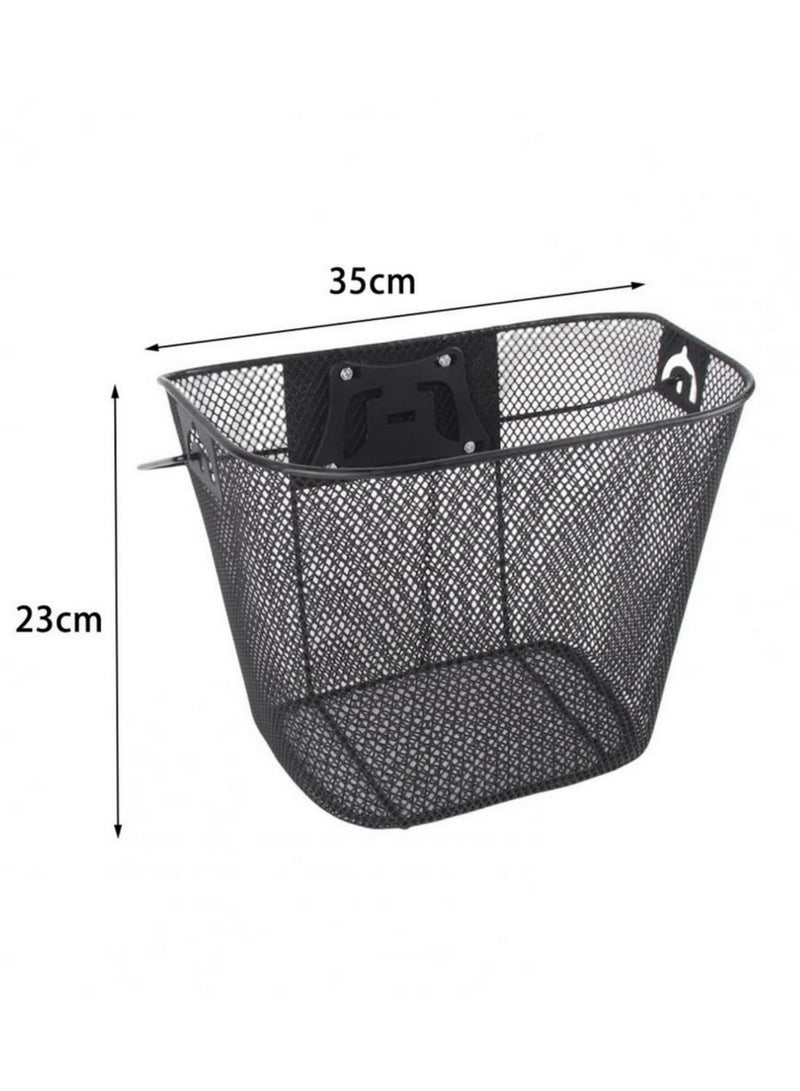 Generic Quick Release Metal Mesh Bike Basket with Quick Release Bracket Bike Front Basket Front Handlebar Basket for MTB, Road & Kids Bikes-35x23cm  - Image 2